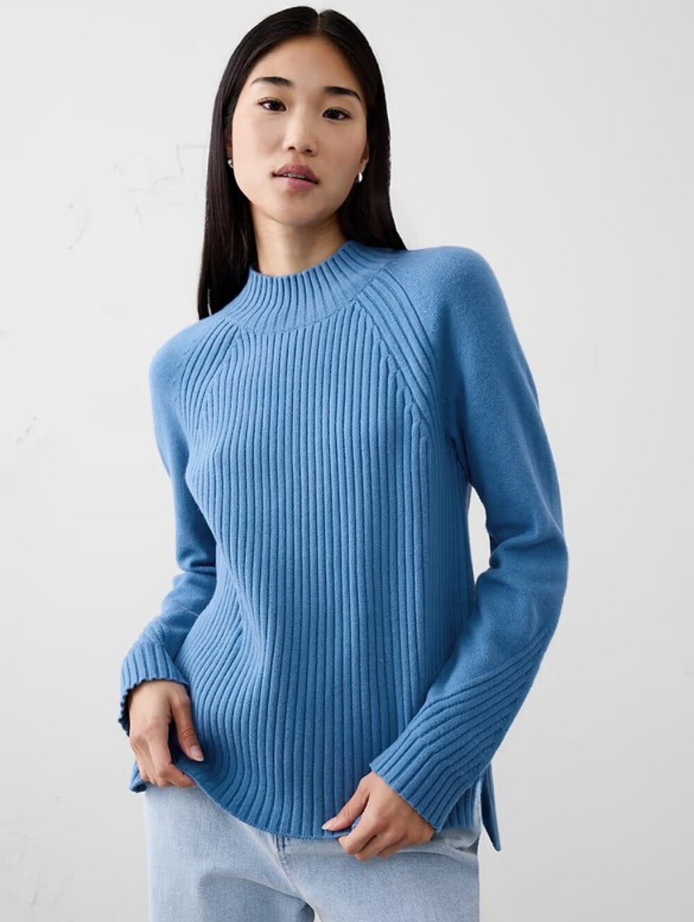 NWT - Banana Republic Cotton Blend Ribbed Neck "Indigo Crush" Sweater - Size M